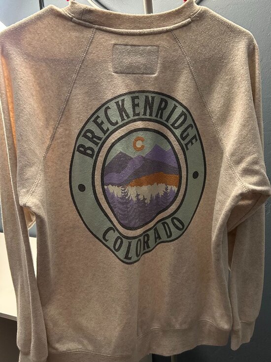 Techstyles Tops - Breckenridge Colorado Mountain Graphic Sweatshirt Crewneck Cream
